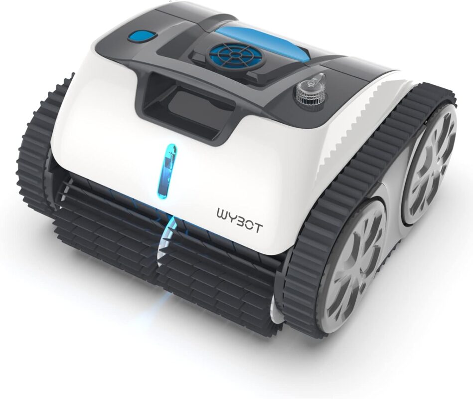 WYBOT Poolroboter Akku für 110 Mins, Vollautomatisch Poolreiniger, Wasserlinie, Wandreinigung, Poolsauger mit Navigation & Routenplanung, für Pools über oder im Boden bis zu 120 ㎡