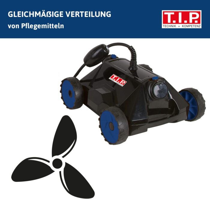 T.I.P. Pool Roboter - Bodensauger (50 m³ Beckengröße, 18.000 l/h Fördermenge, Bodenreinigung, Wasserjet-Düsen, unabhängig, vollautomatisch, Unterschiedliche Reinigungsmodi) Sweeper 18000, 30454
