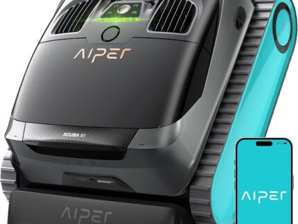 AIPER Scuba X1 Poolroboter mit App, 25200 LPH Mühelose Sauberkeit mit Doppel-Auslass, 3 μm Ultra-Feinfiltersystem, Horizontale Wasserlinienreinigung, Poolsauger Akku Ideal für Eingelassene Pools