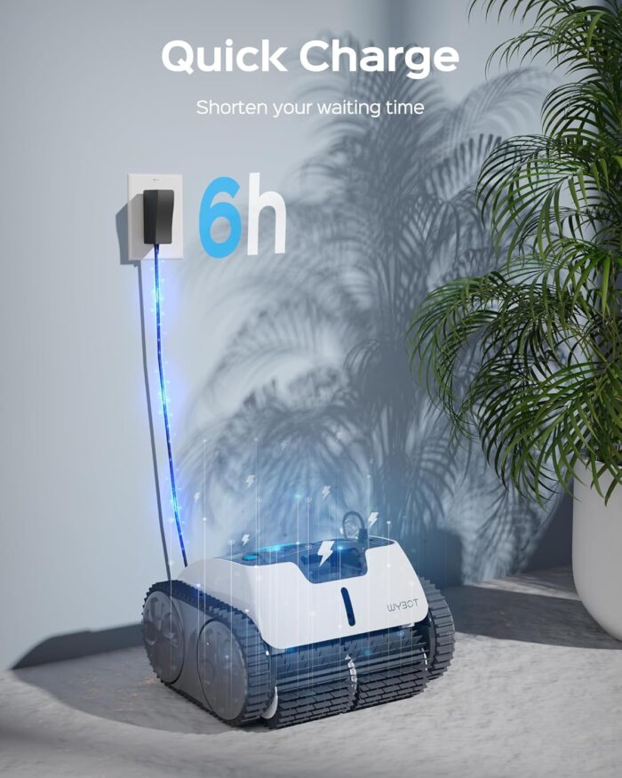 WYBOT Poolroboter Akku 120 Mins für Boden, Wasserlinie, und Wandreinigung, Poolsauger mit Navigation & Routenplanung, Schnellladung, Vollautomatisch Poolreiniger für Pools 120 ㎡