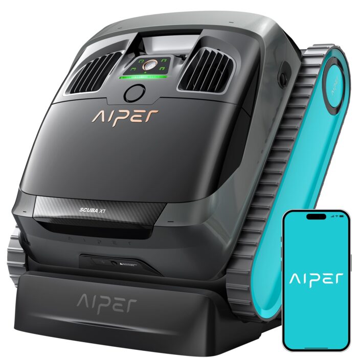 AIPER Scuba X1 Poolroboter, WavePath 3.0 Navigation, mit verbesserter Akkuleistung und bis zu 25.200 L/h Saugkraft, horizontale Wasserlinienreinigung, poolsauger akku Ideal für Pools bis zu 200㎡