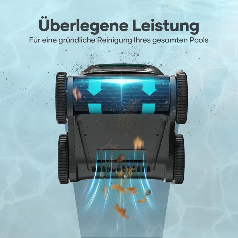 AIPER Poolroboter Boden und Wand, Quad-Motorensystem, WavePath Navigationstechnologie, 3 Reinigungsmodi, Wandklettern, Poolsauger Akku Kabellos, Poolroboter Ideal für Pool bis zu 150㎡