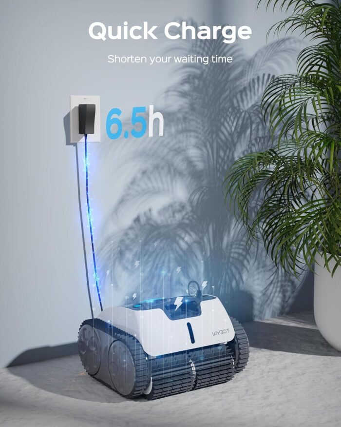 WYBOT Poolroboter Akku für 110 Mins, Vollautomatisch Poolreiniger, Wasserlinie, Wandreinigung, Poolsauger mit Navigation & Routenplanung, für Pools über oder im Boden bis zu 120 ㎡