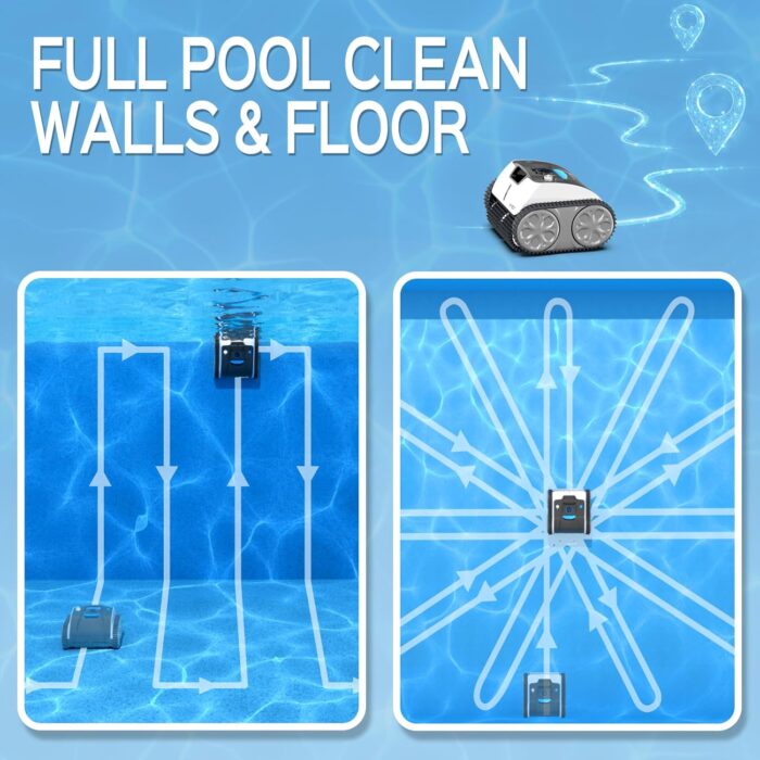 WYBOT Poolroboter Akku 120 Mins für Boden, Wasserlinie, und Wandreinigung, Poolsauger mit Navigation & Routenplanung, Schnellladung, Vollautomatisch Poolreiniger für Pools 120 ㎡
