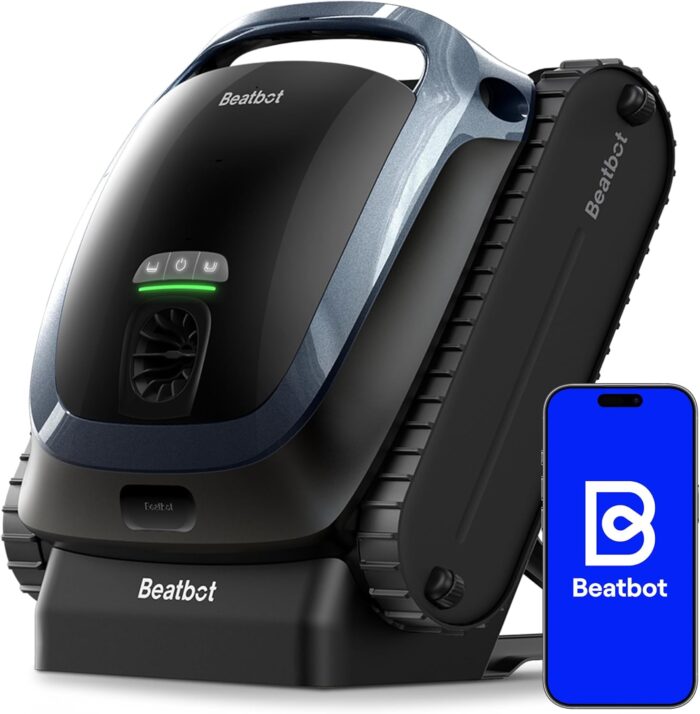 Beatbot AquaSense 2 Poolroboter, Akku Poolsauger mit Oberflächen-Parkfunktion, Poolreiniger Boden und Wand, Doppelte Reinigung der Wasserlinie, für Pools bis zu 300 m², Mitternachtblau