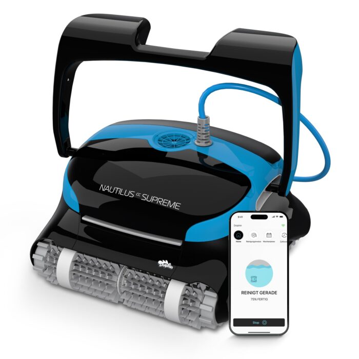 Dolphin Nautilus CC Automatischer Poolreiniger Poolroboter, Boden und Wandreinigung, Doppelfiltration, für Flachboden Pool bis zu 10 m, Wasserpflege