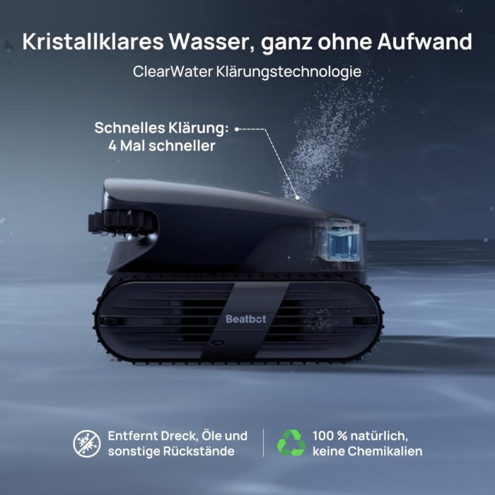 Beatbot Aquasense 2 Ultra Poolroboter, KI Mapping, 5in1 Komplettreinigung, KI-Schmutzerkennung, Poolsauger Akku für Oberfläche Boden und Wand, Poolreinigung bis zu 300m²
