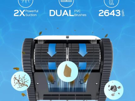 WYBOT Poolroboter Akku für 110 Mins, Vollautomatisch Poolreiniger, Wasserlinie, Wandreinigung, Poolsauger mit Navigation & Routenplanung, für Pools über oder im Boden bis zu 120 ㎡