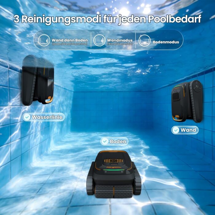 Pool-Royal Poolroboter PR10 Limited Design Edition Akku, Model 2026, Poolsauger, Autoparken und Wandklettern 3 Motoren 120 Minuten Batterielaufzeit für Schwimmbecken Boden, Wand, Wasserlinie
