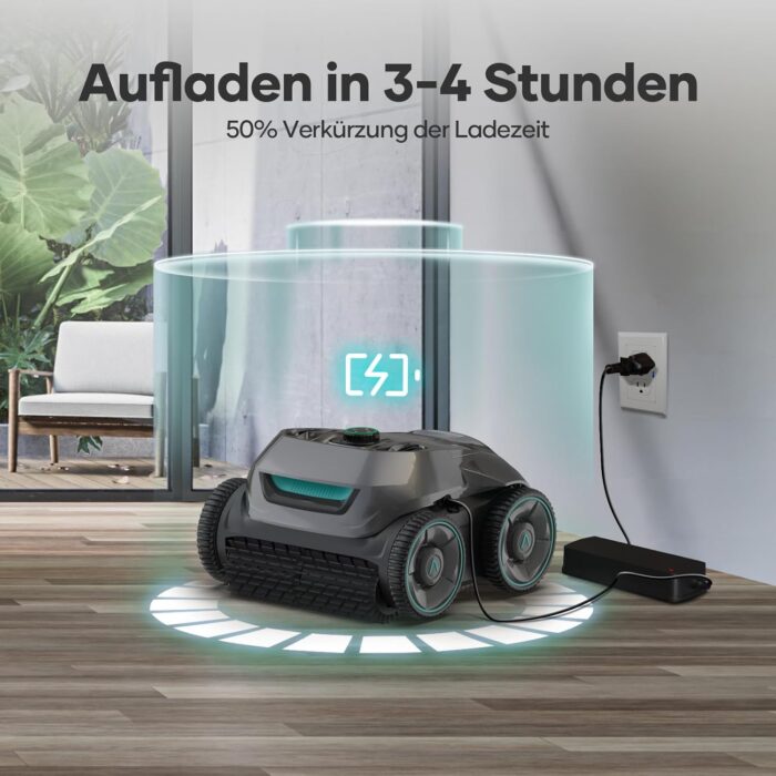 AIPER ZT6002 Poolroboter Boden und Wand, Quad-Motorensystem, WavePath Navigationstechnologie, 3 Reinigungsmodi, 18500 LPH, Poolsauger Akku Kabellos, Poolreiniger für Eingelassene Pool bis zu 150㎡