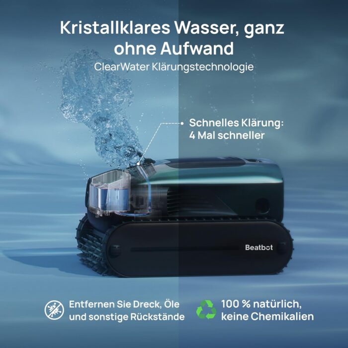 Beatbot AquaSense 2 Pro Poolroboter, Poolsauger Design für Reinigung Boden, Wand, Oberflächen und klärt Wasser, Schwebt nach Reinigung auf Wasseroberfläche, smarte Navigation, Pools bis zu 360 m²