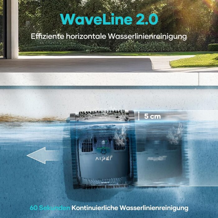 AIPER Scuba X1 Poolroboter mit App, 25200 LPH Mühelose Sauberkeit mit Doppel-Auslass, 3 μm Ultra-Feinfiltersystem, Horizontale Wasserlinienreinigung, Poolsauger Akku Ideal für Eingelassene Pools