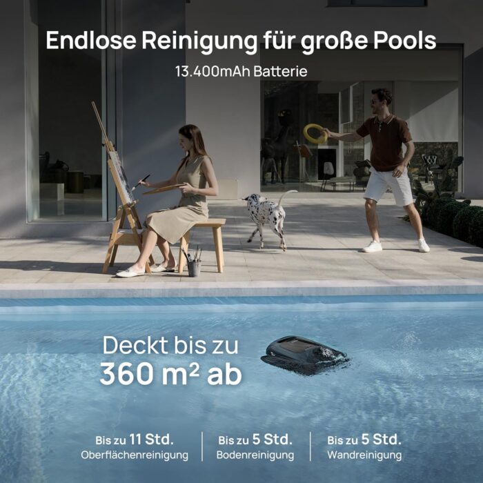 Beatbot AquaSense 2 Pro Poolroboter, Poolsauger Design für Reinigung Boden, Wand, Oberflächen und klärt Wasser, Schwebt nach Reinigung auf Wasseroberfläche, smarte Navigation, Pools bis zu 360 m²