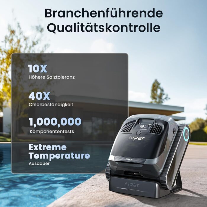 AIPER Scuba X1 Poolroboter, WavePath 3.0 Navigation, mit verbesserter Akkuleistung und bis zu 25.200 L/h Saugkraft, horizontale Wasserlinienreinigung, poolsauger akku Ideal für Pools bis zu 200㎡