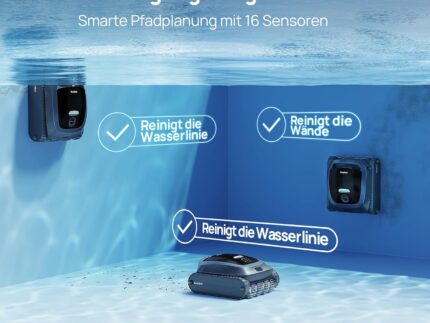Beatbot AquaSense 2 Poolroboter, Akku Poolsauger mit Oberflächen-Parkfunktion, Poolreiniger Boden und Wand, Doppelte Reinigung der Wasserlinie, für Pools bis zu 300 m², Mitternachtblau