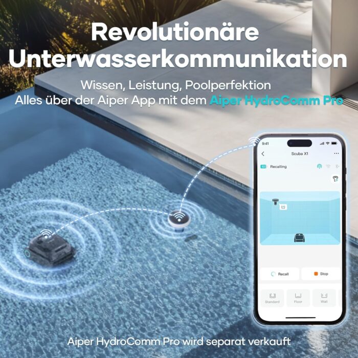 AIPER Scuba X1 Poolroboter mit App, 25200 LPH Mühelose Sauberkeit mit Doppel-Auslass, 3 μm Ultra-Feinfiltersystem, Horizontale Wasserlinienreinigung, Poolsauger Akku Ideal für Eingelassene Pools