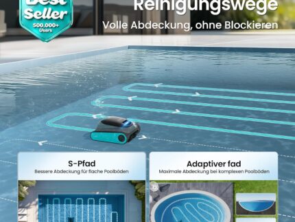 (2026 Upgrade) AIPER Scuba S1 Poolroboter Akku, 240Min Akku, Ultrafeinfiltration, Pool Bodensauger mit Wand- & Wasserlinienreinigung, App-Steuerung & OTA-Updates, Poolsauger für Pools, Blau