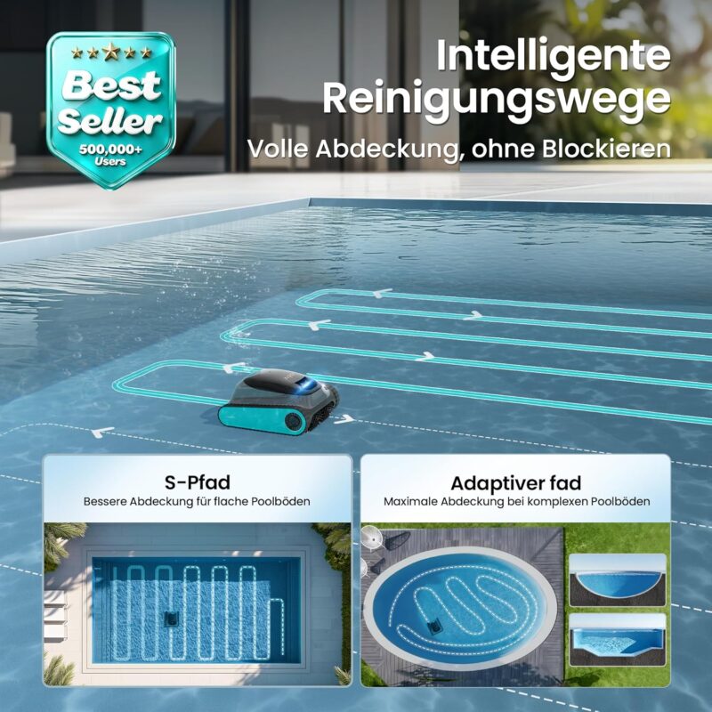 (2026 Upgrade) AIPER Scuba S1 Poolroboter Akku, 240Min Akku, Ultrafeinfiltration, Pool Bodensauger mit Wand- & Wasserlinienreinigung, App-Steuerung & OTA-Updates, Poolsauger für Pools, Blau